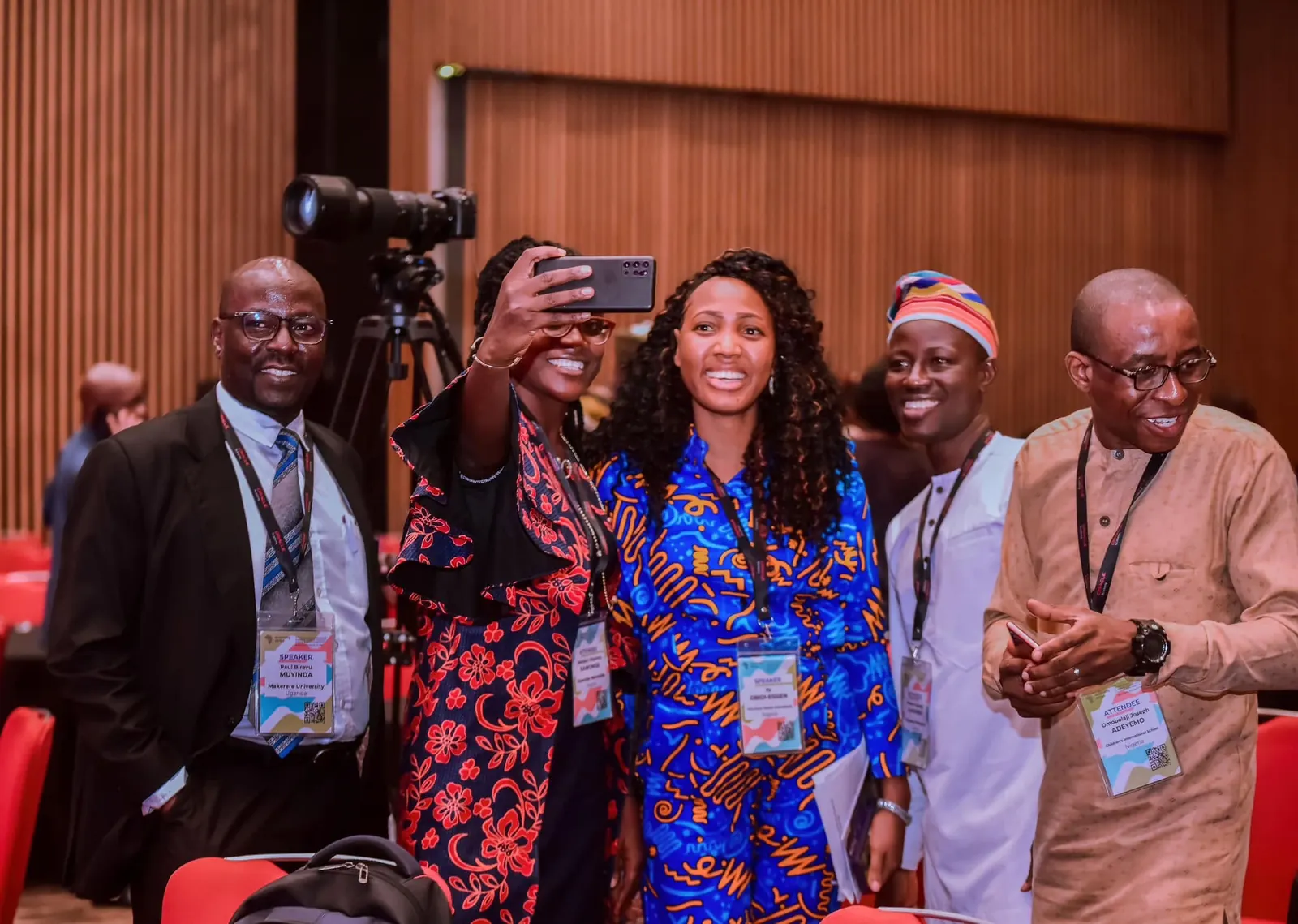 Convener Ify Obidi-Essien, centre, taking a group photo with fellow educators at an international education conference